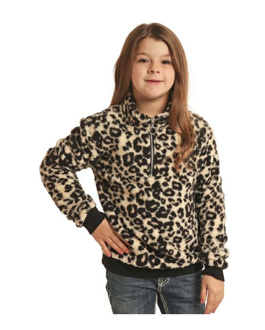 Good Quality Rock And Roll Cowgirl@ Girls' 1/4 Zip Cheetah Pullover | * Clearance