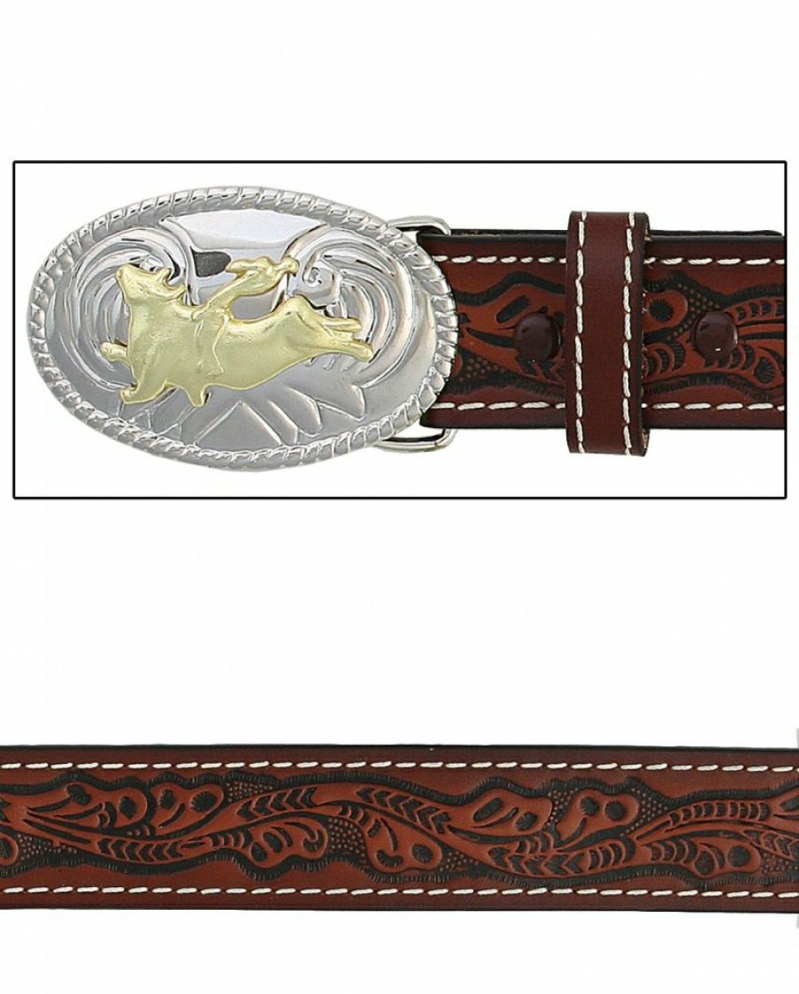 Best Sellers Boys' Tooled Belt With Bull Buckle | * Clearance