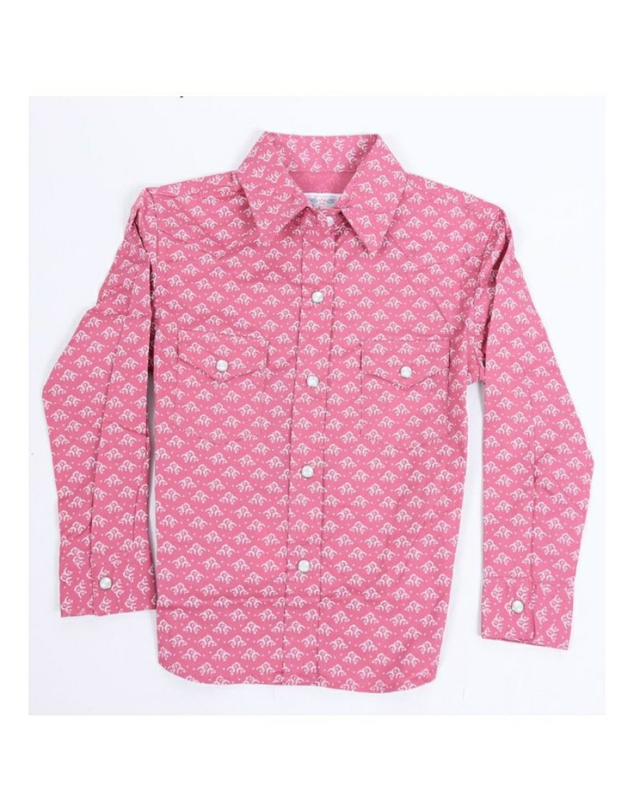 Clearance Sale Panhandle@ Girls' Geo Horse Print Ls Snap | * Online