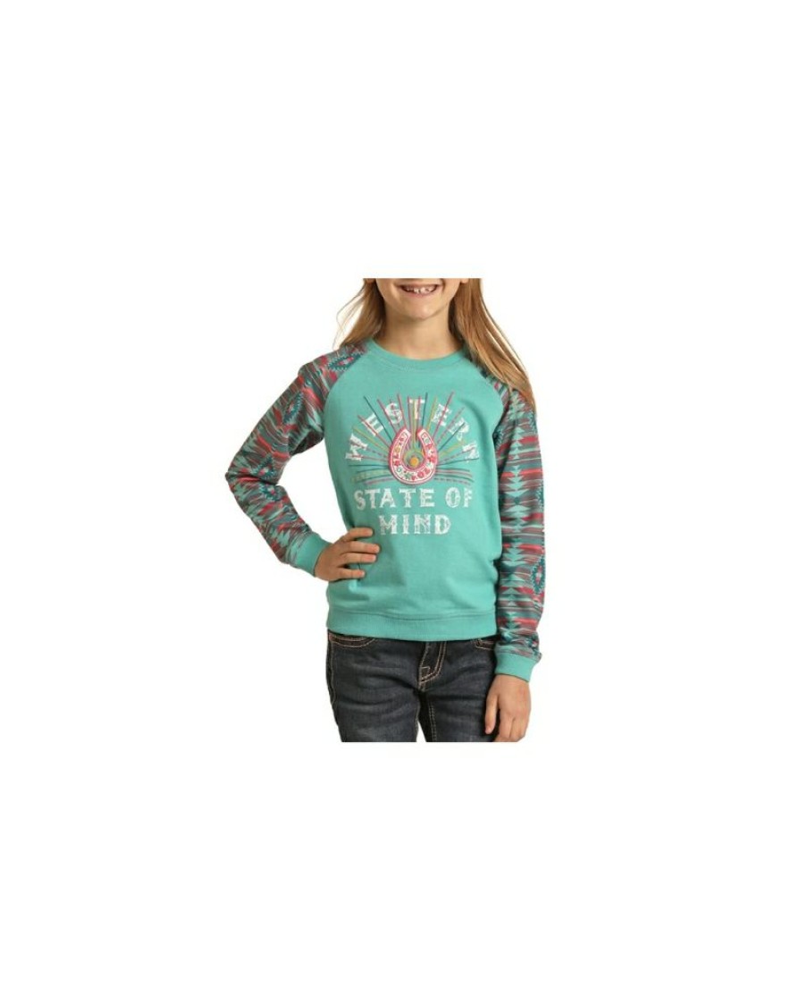 Free Delivery Rock And Roll Cowgirl@ Girls' Western State Of Mind Top | * Clearance