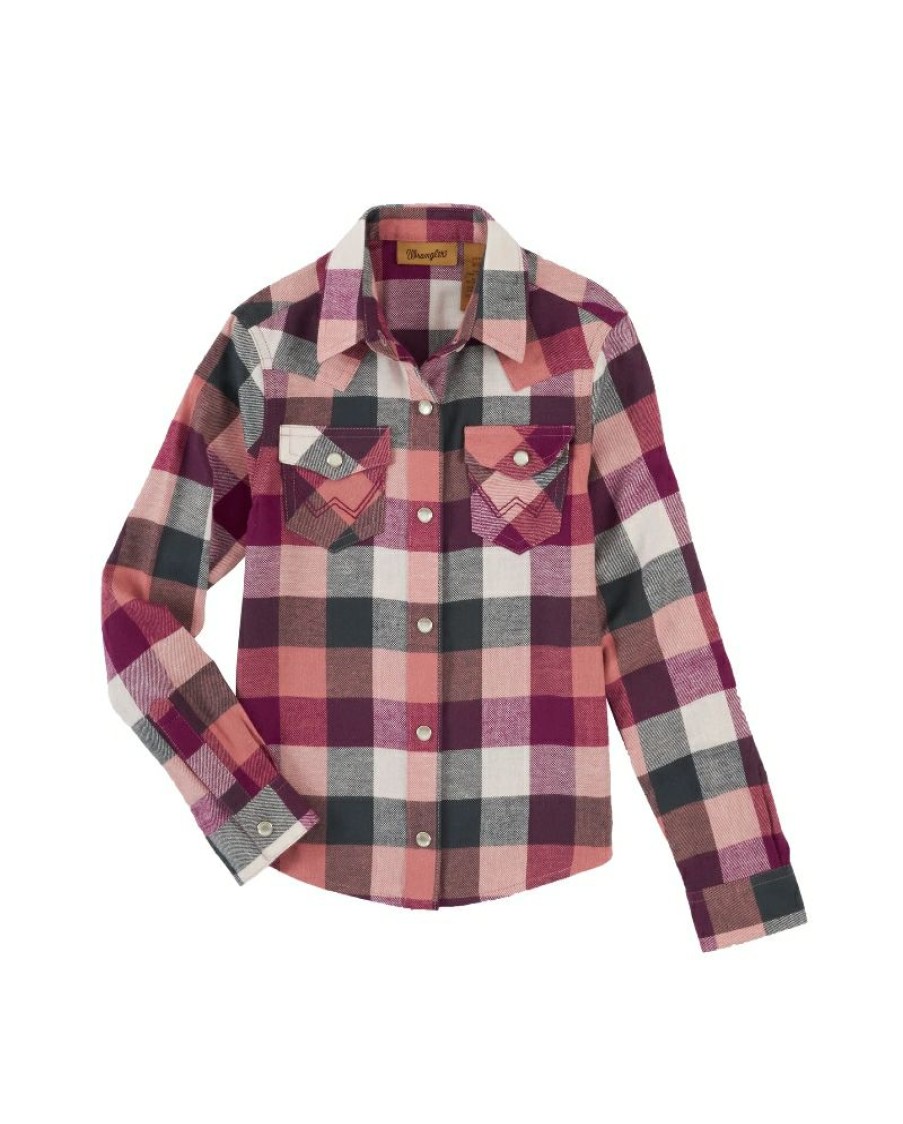 Wholesale Wrangler@ 20X@ Girls' Purple Plaid Ls Snap Shirt | * Online