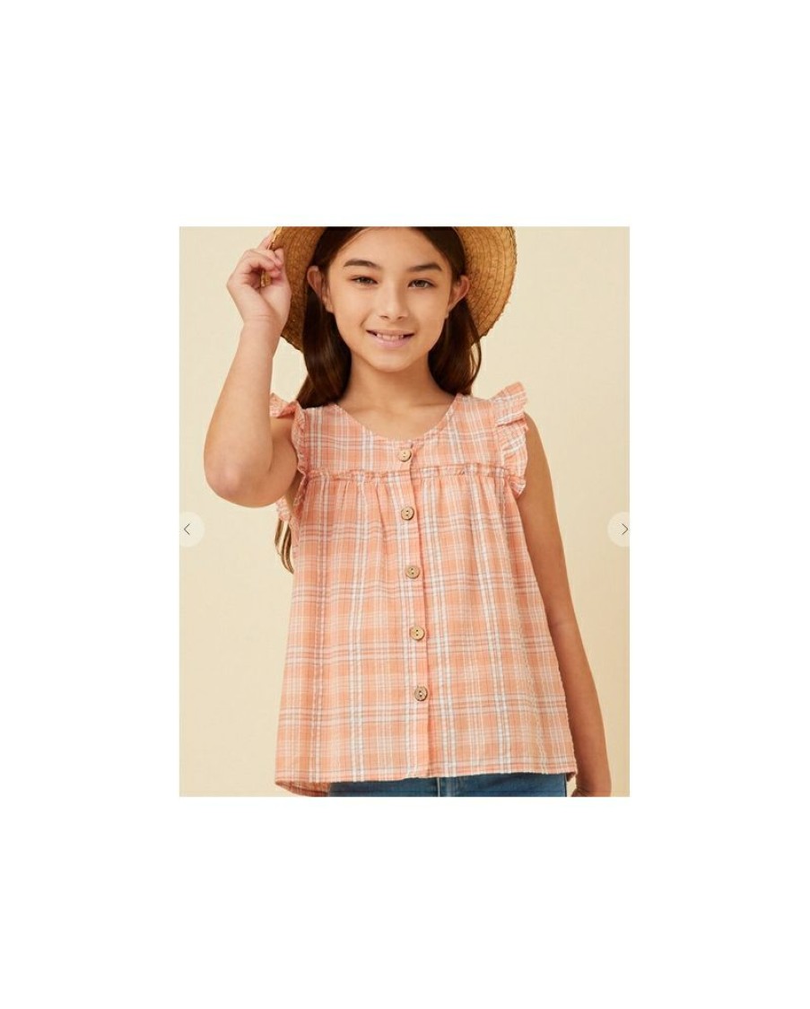 Quick Delivery Girls' Plaid Ruffle Sleeve Top | * Online