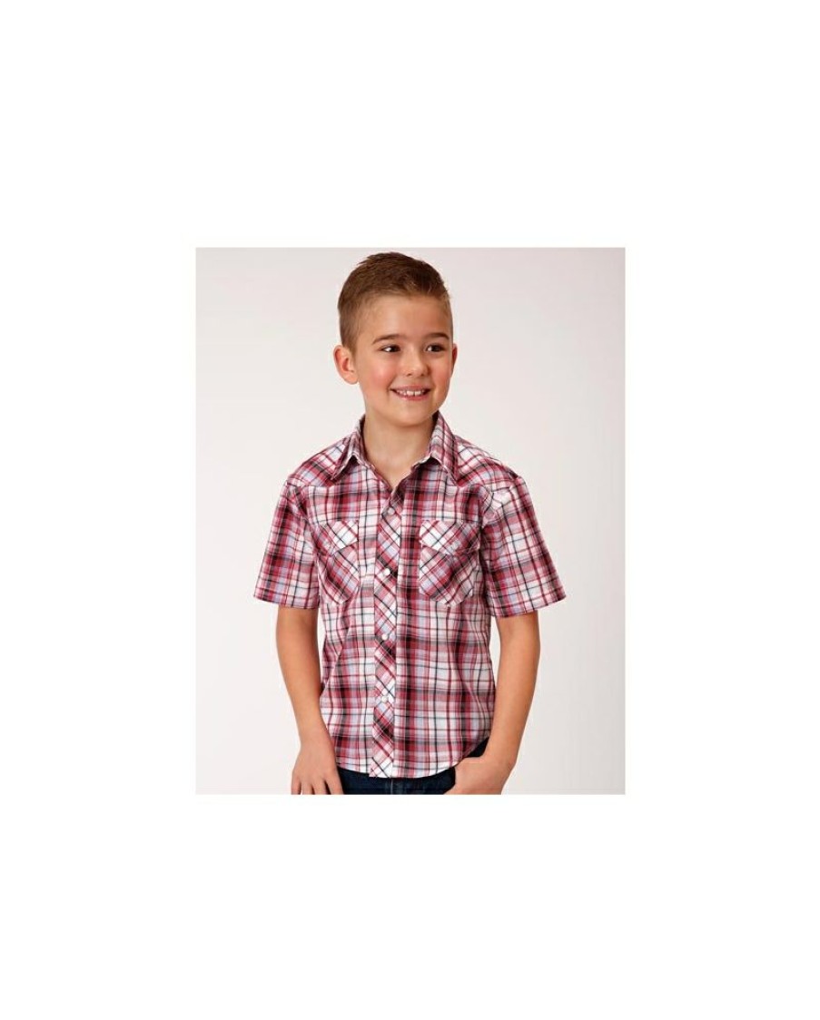 Best Sellers Roper@ Boys' Ss Plaid Snap Shirt | * New