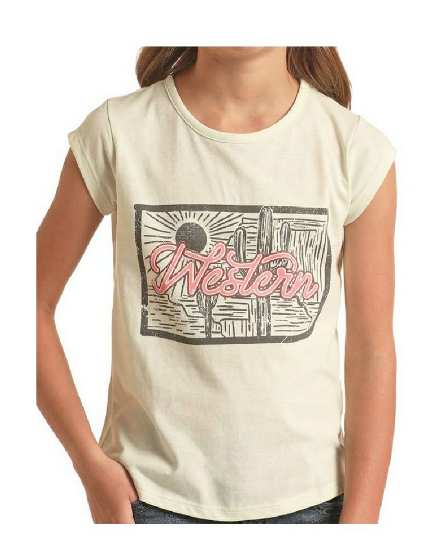 Best Price Rock And Roll Cowgirl@ Girls' Cap Sleeve Graphic Tee | * Online