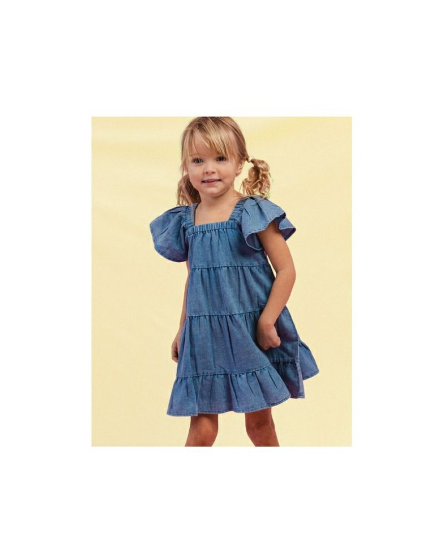 Wholesale Oddi@ Girls' Ruffle Sleeve Denim Dress | * Online