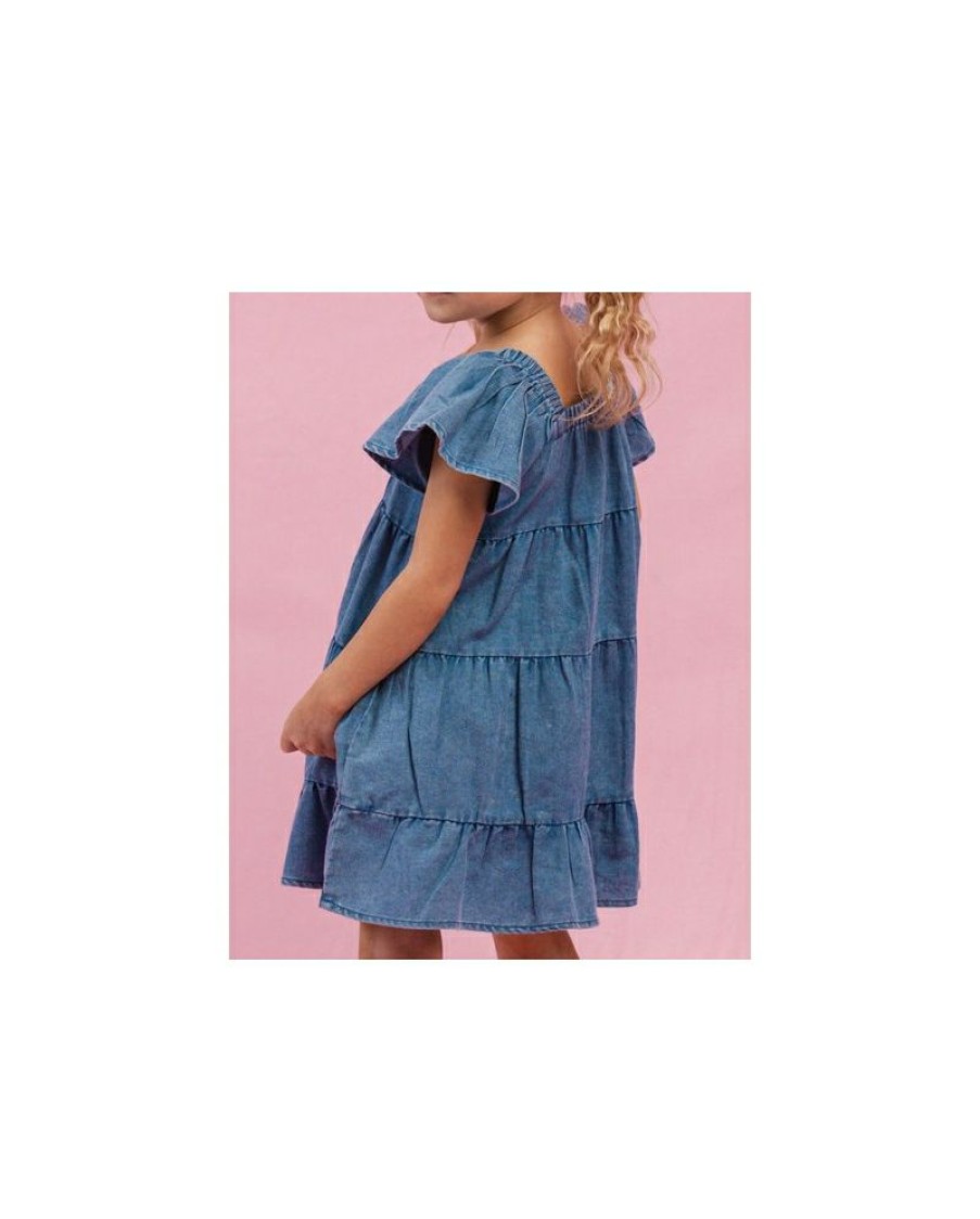 Wholesale Oddi@ Girls' Ruffle Sleeve Denim Dress | * Online