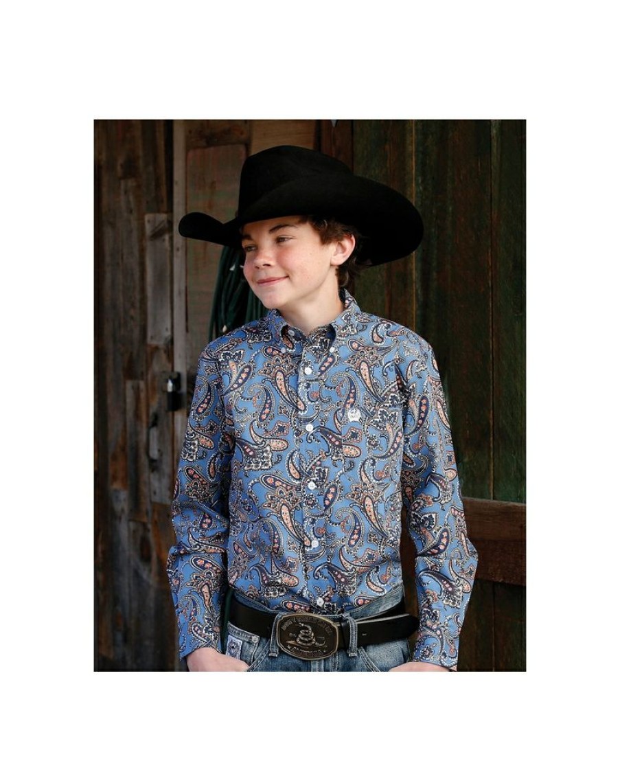 Lower Price Cinch@ Boys' Ls Paisley Button Down Shirt | * New