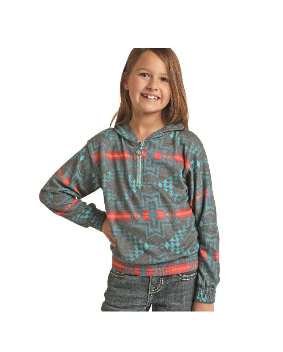 Offering Discounts Rock And Roll Cowgirl@ Girls' Aztec Print 1/4 Zip | * Online