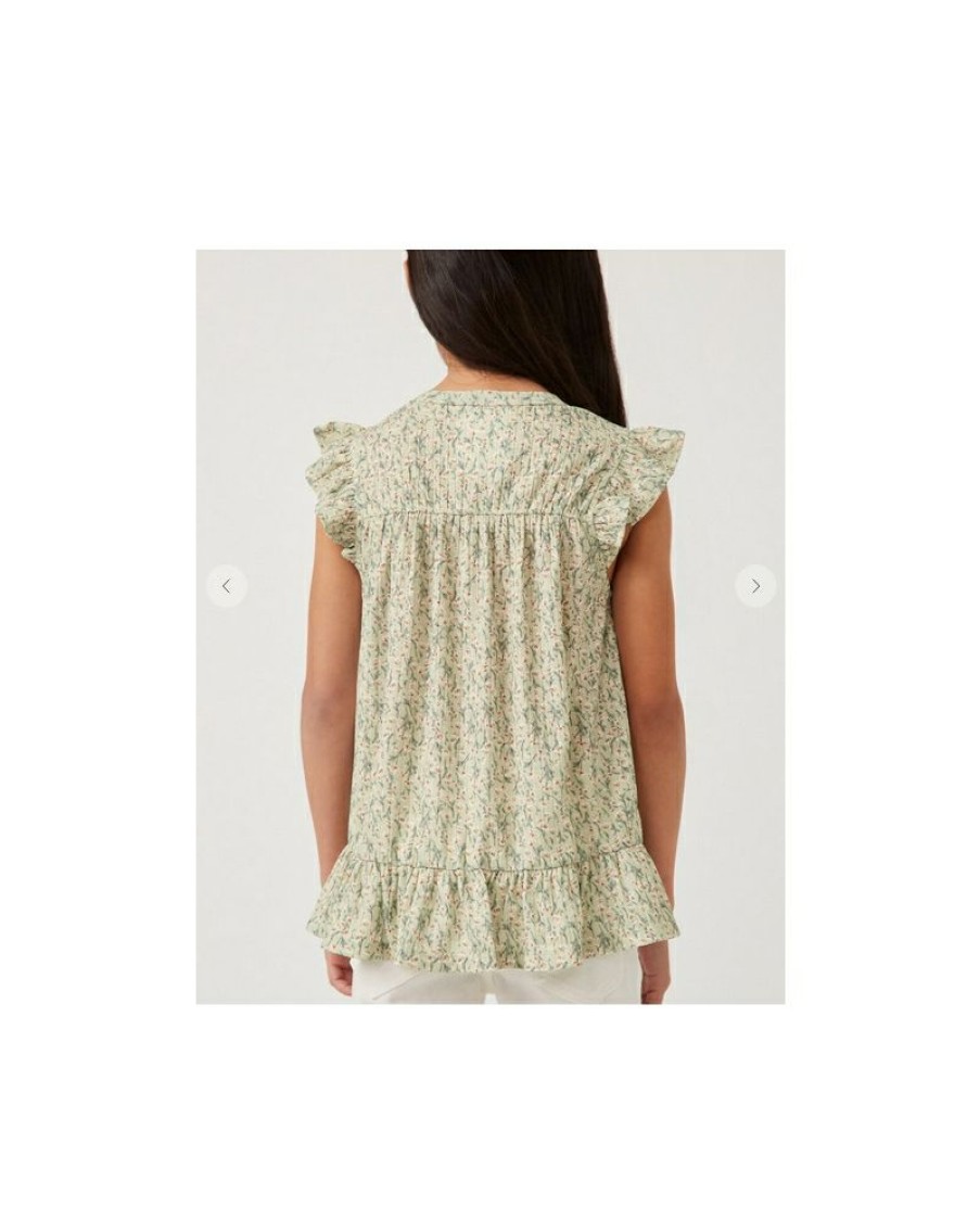 Discounts Girls' Floral Ruffle Sleeve Top | * Hot