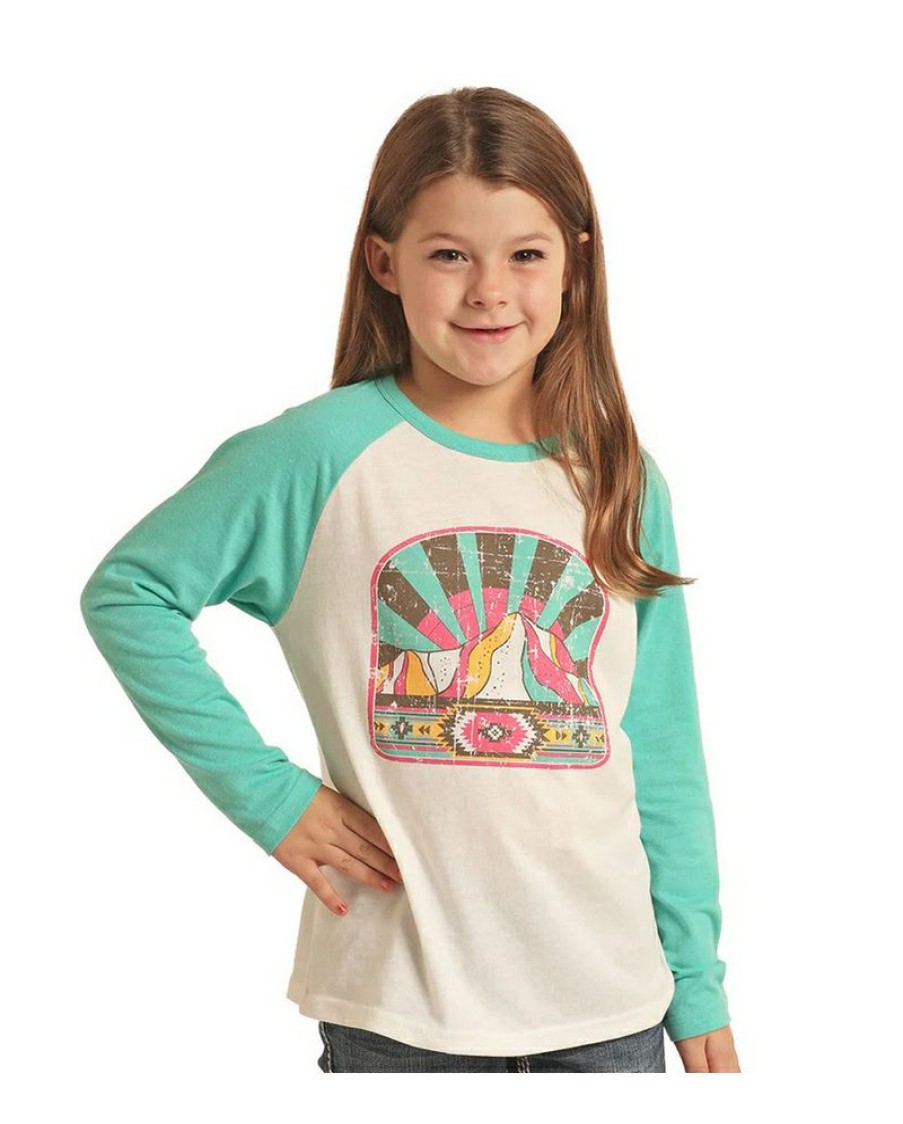 Offering Discounts Rock And Roll Cowgirl@ Girls' Mountain Scene Ls Tee | * Clearance