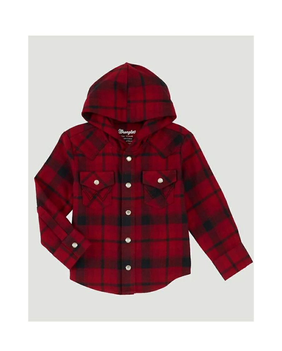 Clearance Sale Wrangler@ Boys' Ls Plaid Hooded Shirt | * New