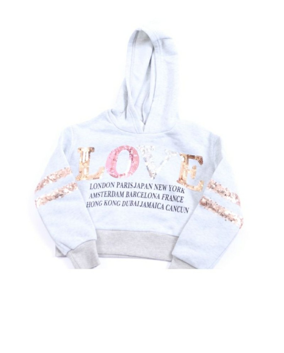 Wholesale Volume Apparel@ Girls' Love Sequin Hoodie | * Hot