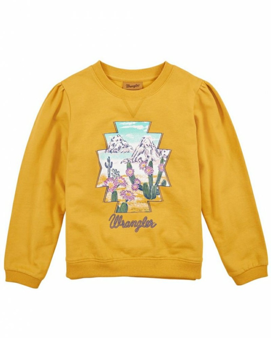 Free Delivery Wrangler@ Girls' Yellow Graphic Swaetshirt | * New