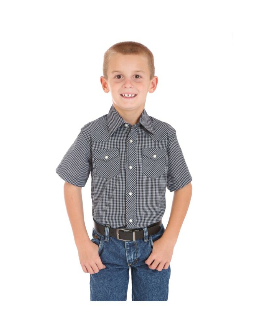 Quick Delivery Wrangler@ Boys' Short Sleeve Assorted Plaid Shirt | * Best