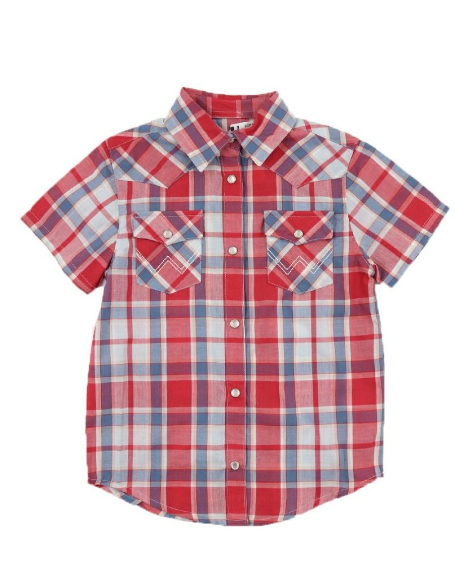 Clearance Wrangler@ Boys' Ss Western Snap Plaid Shirt | * Online