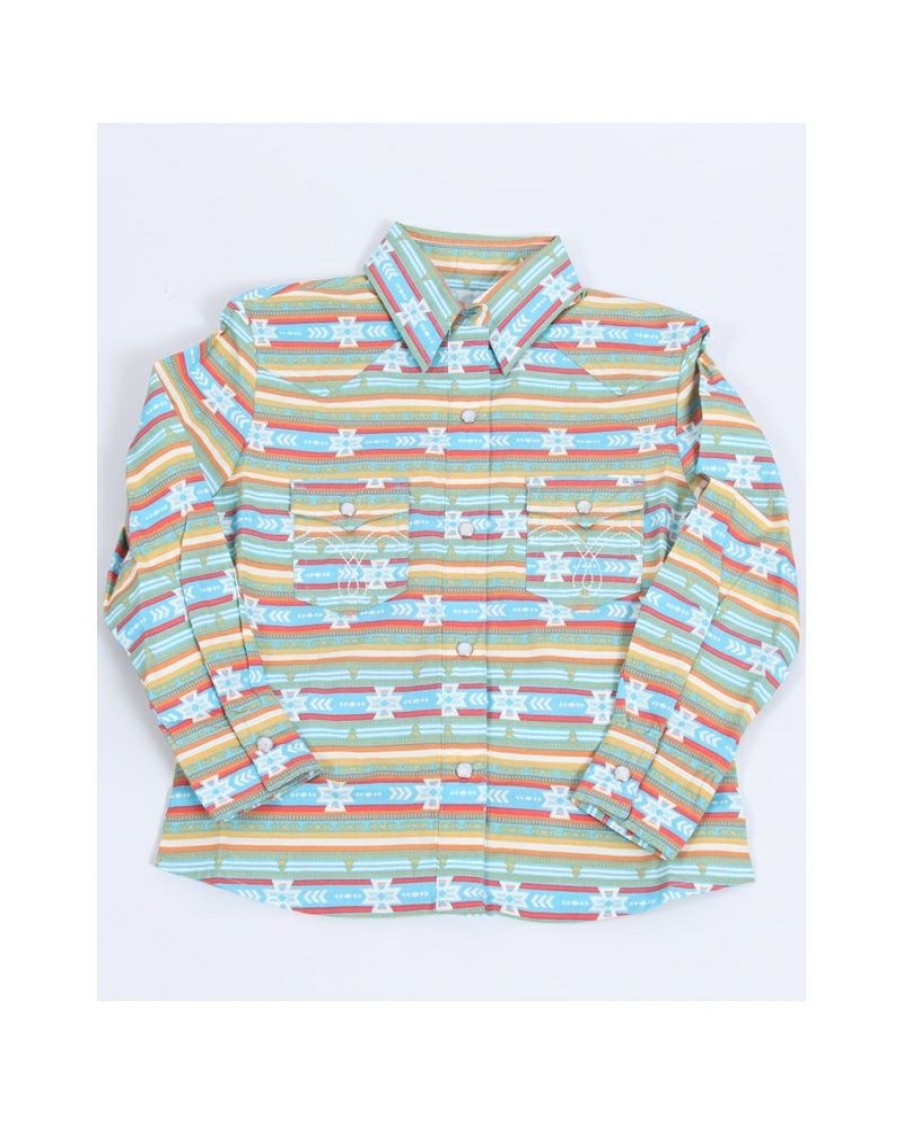 Discounts Panhandle@ Girls' Ls Aztec Print Snap Shirt | * Online