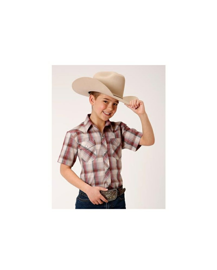 Free Delivery Roper@ Boys' Ss Plaid Snap Shirt | * Hot