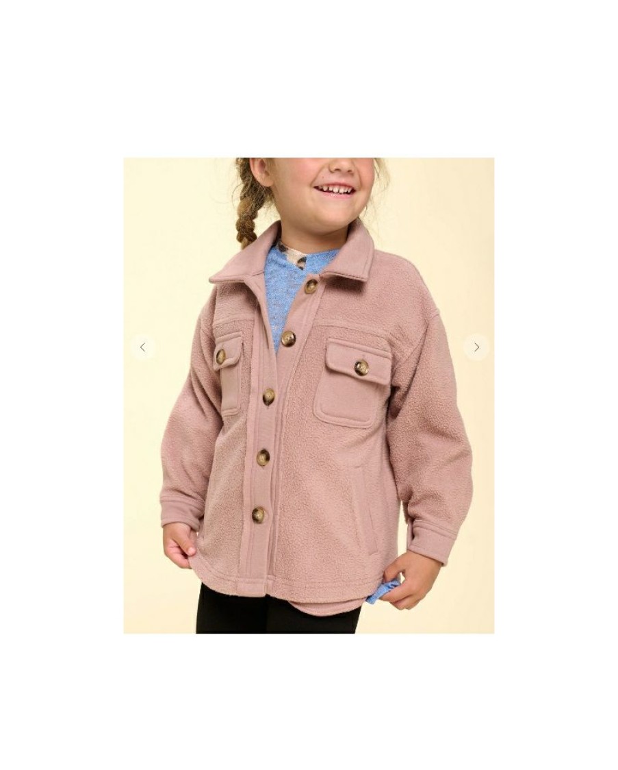 Quick Delivery Oddi@ Girls' Solid Soft Lightweight Terry Fur Shacket | * Clearance