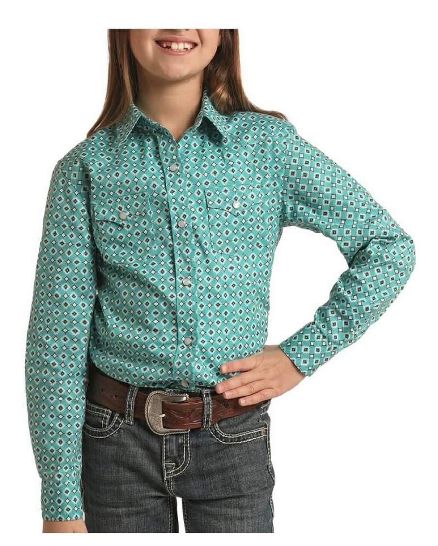 Wholesale Rock And Roll Cowgirl@ Girls' Geo Diamond Ls Snap Shirt | * Wholesale