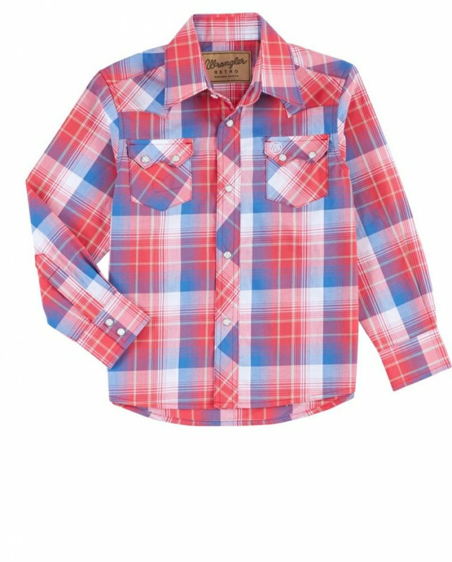 New Wrangler Retro@ Boys' Long Sleeve Snap Shirt | * Best