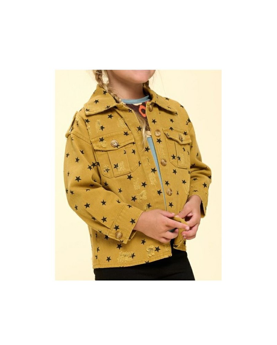 Quick Delivery Oddi@ Girls' Washed Star Print Button Down Jacket | * Best