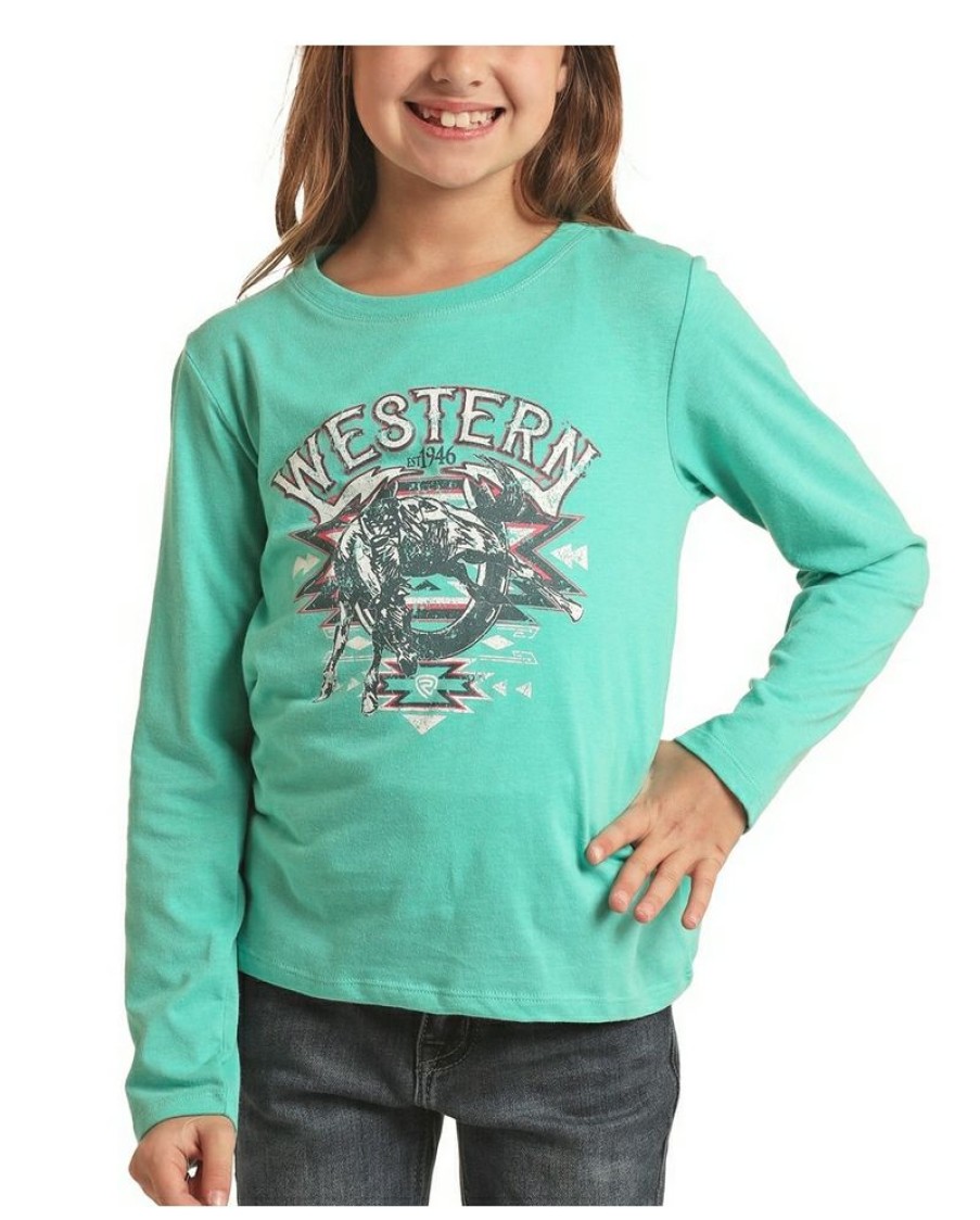 Clearance Rock And Roll Cowgirl@ Girls' Western Bronc Ls Tee | * Clearance