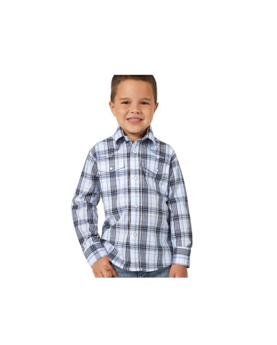 Free Delivery Wrangler@ Boys' Wrinkle Resistant Snap Shirt | * Clearance