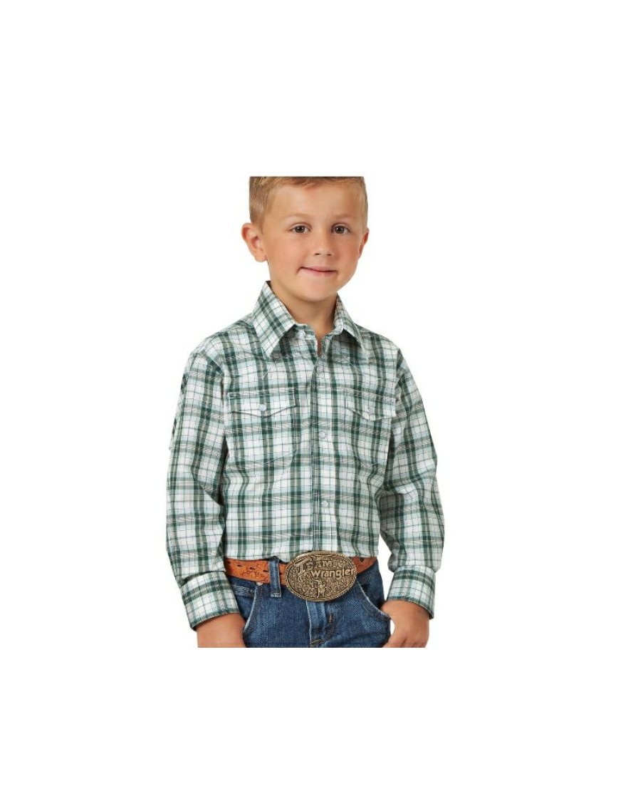 Free Delivery Wrangler@ Boys' Wrinkle Resistant Snap Shirt | * Clearance