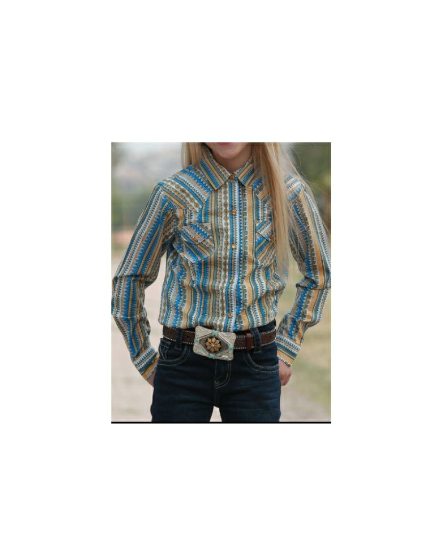 Clearance Sale Cruel@ Girls' Striped Western Snap Shirt | * Clearance