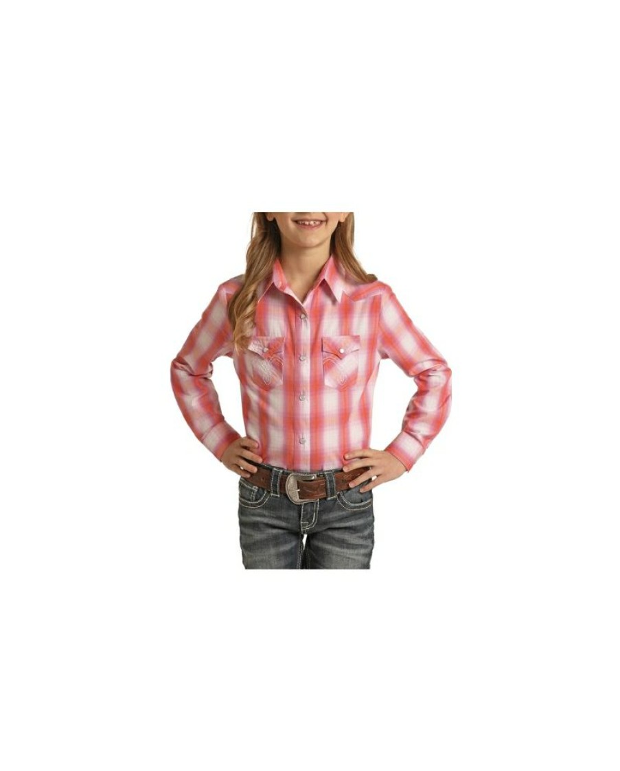 Free Delivery Panhandle@ Girls' Ombre Plaid Snap Shirt | * Wholesale