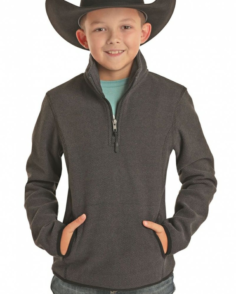 Lower Price Powder River Outfitters Kids' 1/4 Zip Pullover Black | * Hot